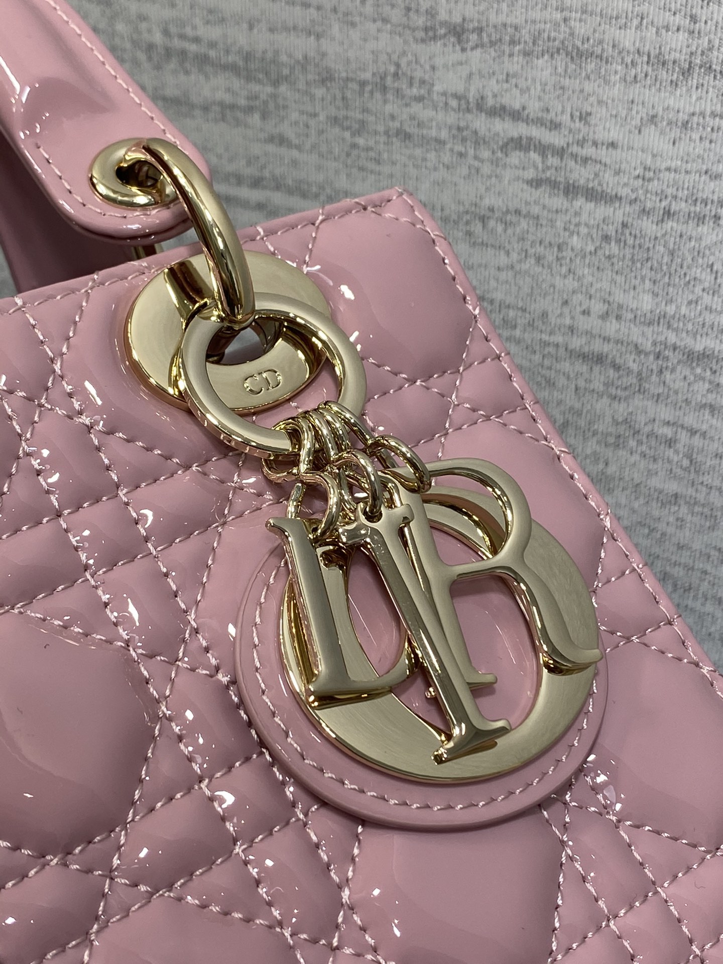 Small Lady Dior Bag Hydrangea Pink Patent Cannage Calfskin